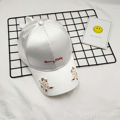6 Panel Women Sport Baseball Hat Comfortable Polyester Silk Lined Custom Logo Manufactory